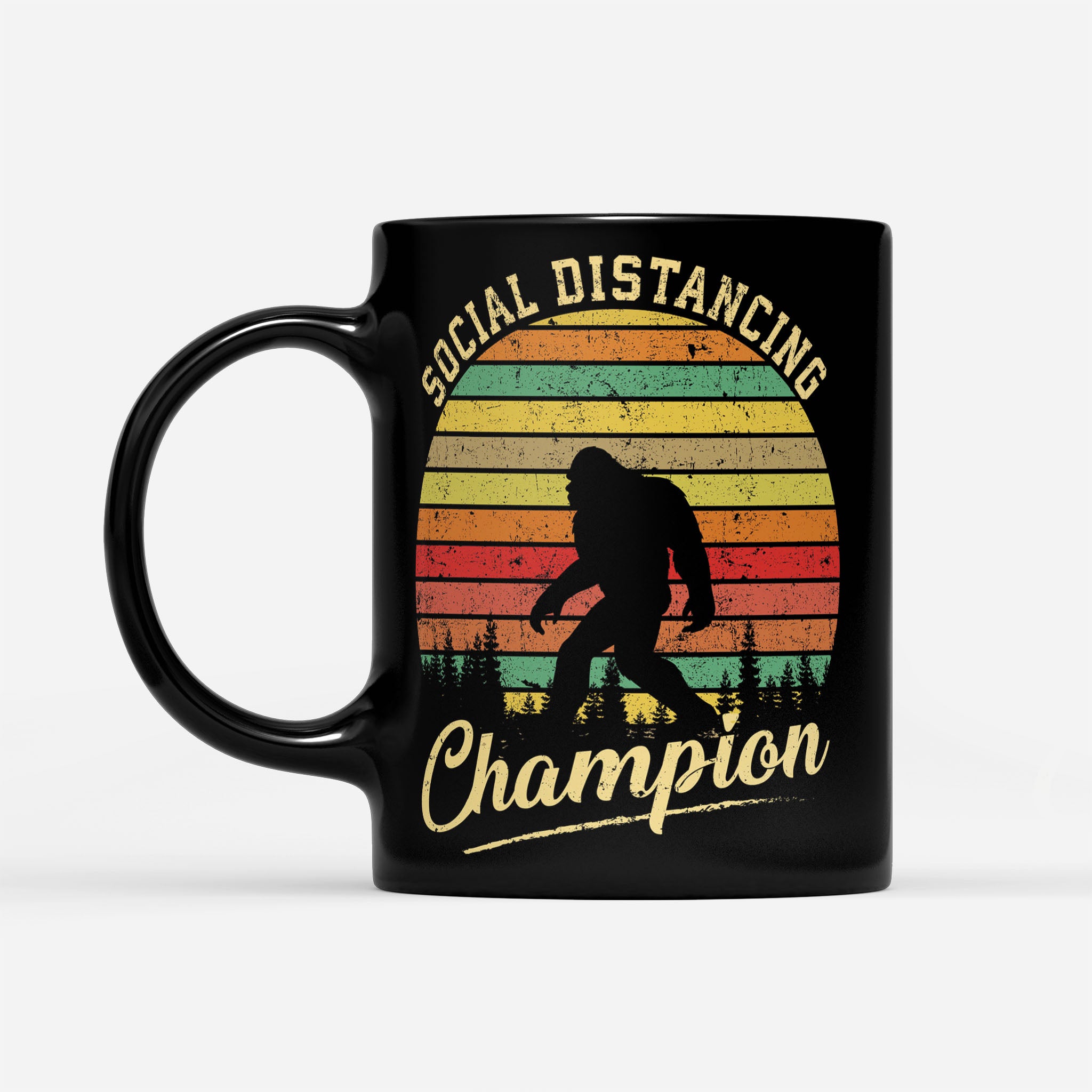 Social Distancing Champion Antisocial Introvert Bigfoot - Black Mug