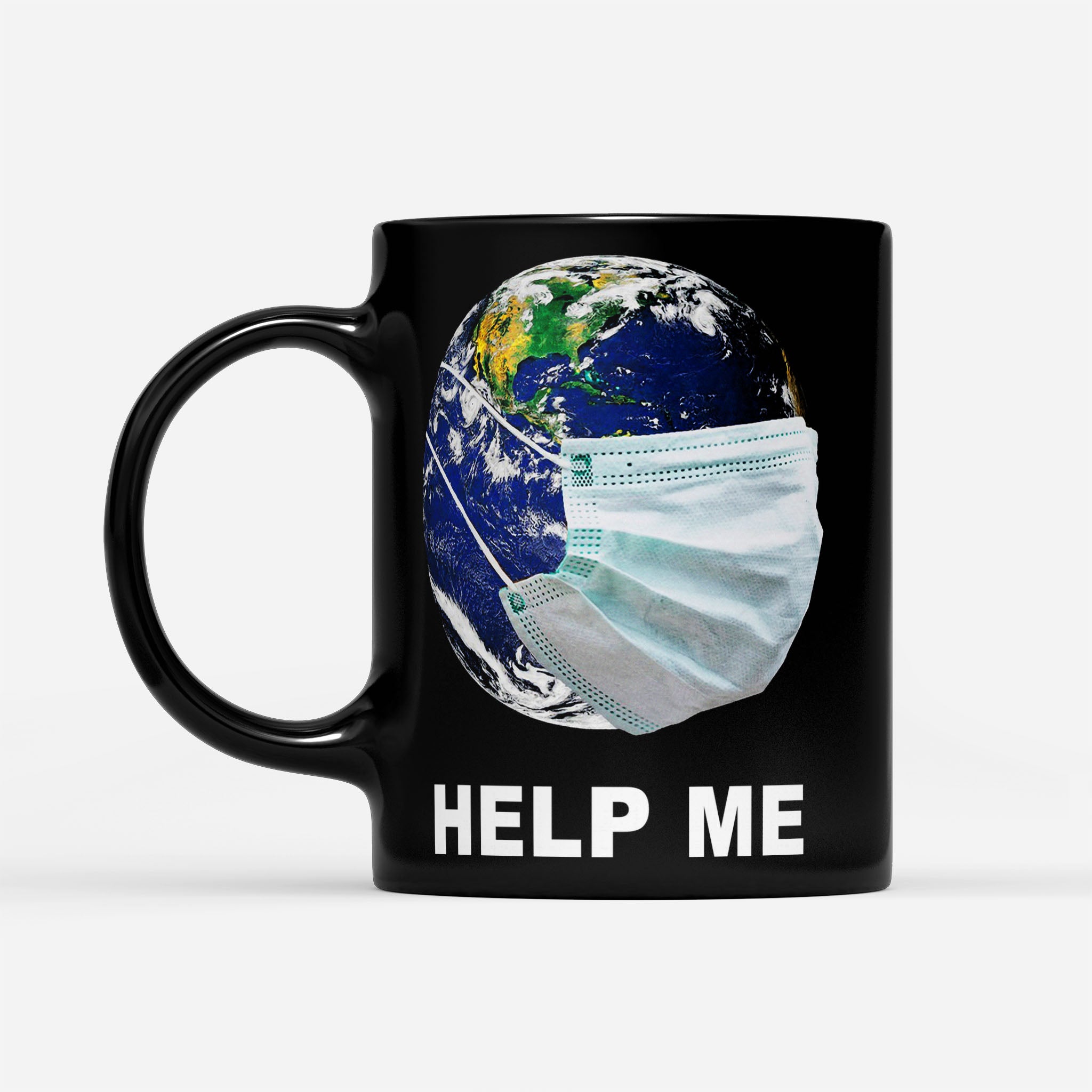 Earth Wear Mash Help Me Coronavirus - Black Mug