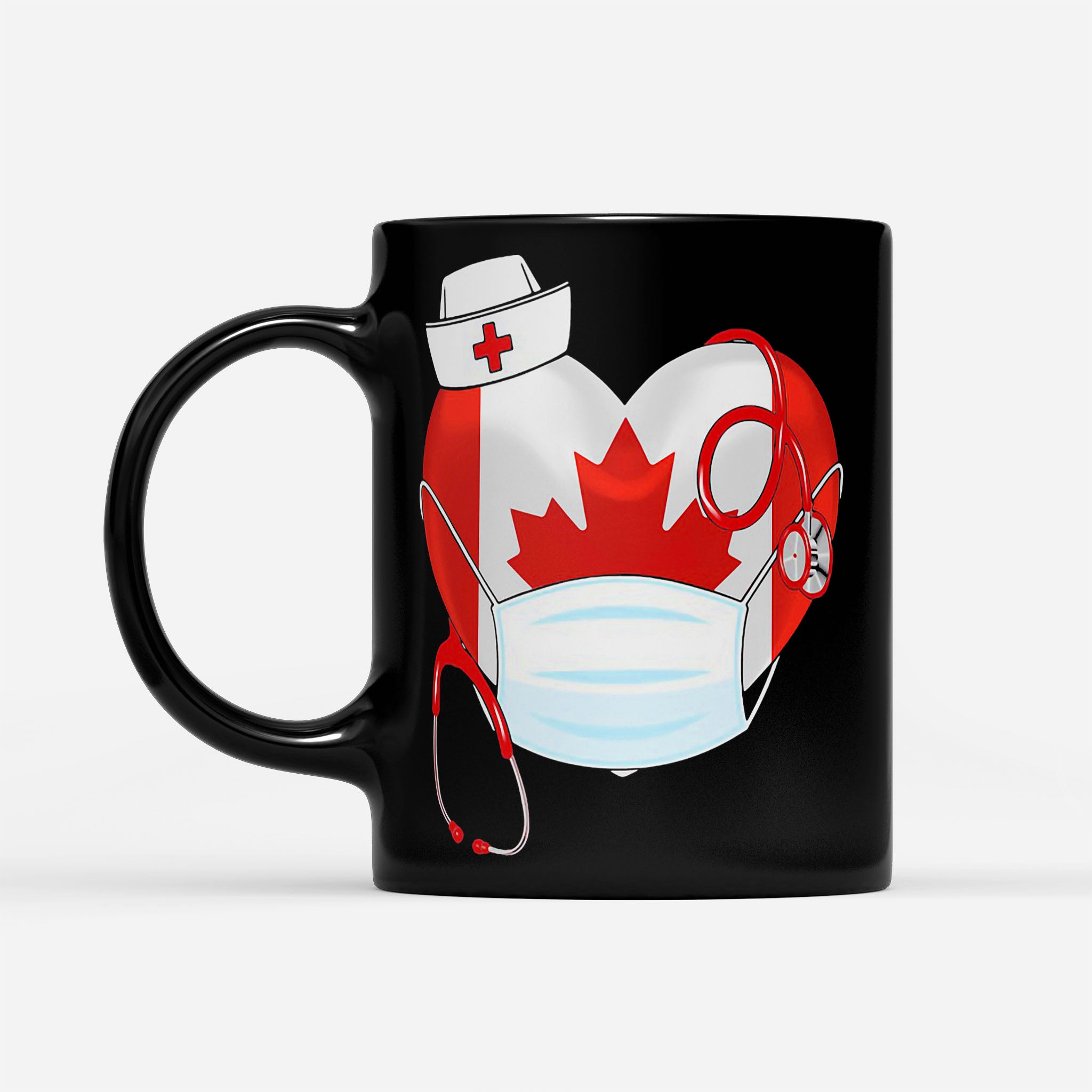 Stethoscope Love Nurse Canadian 2020 Coronavirus - Black Mug