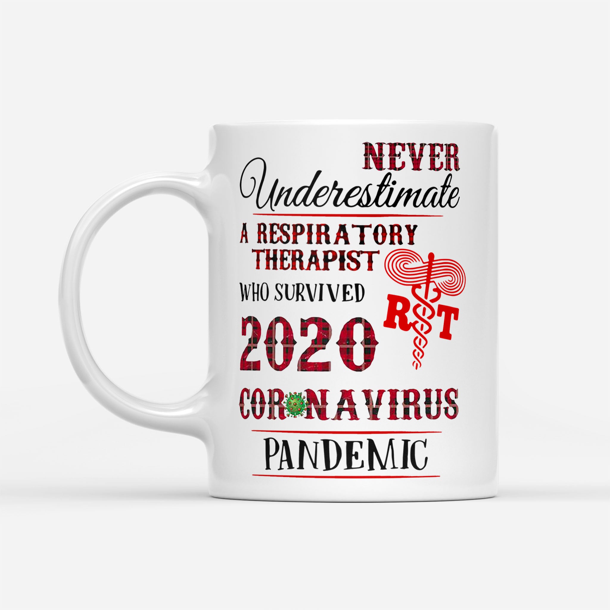 Never Underestimate A Respiratory Therapist Who Survived 2020 Coronavirus Pandemic - White Mug