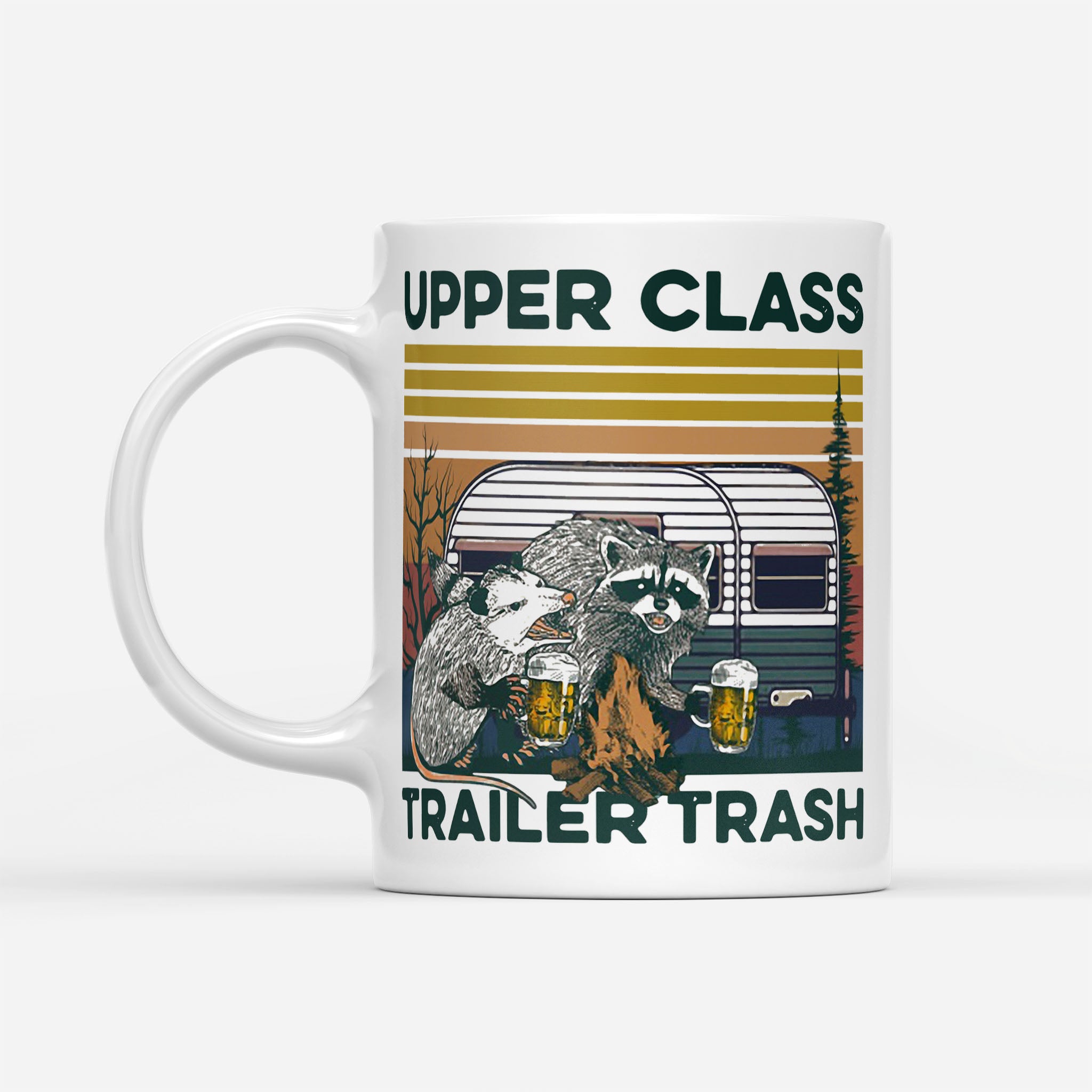 Raccoon And Possum Upper Class Trailer Trash Vintage - White Mug