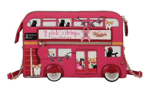 LIMITED EDITION Vendula Pink Ribbon London Bus Pouch Bag