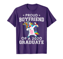 Load image into Gallery viewer, Proud Boyfriend Of A 2020 Graduate Unicorn Dabbing Gift T-Shirt
