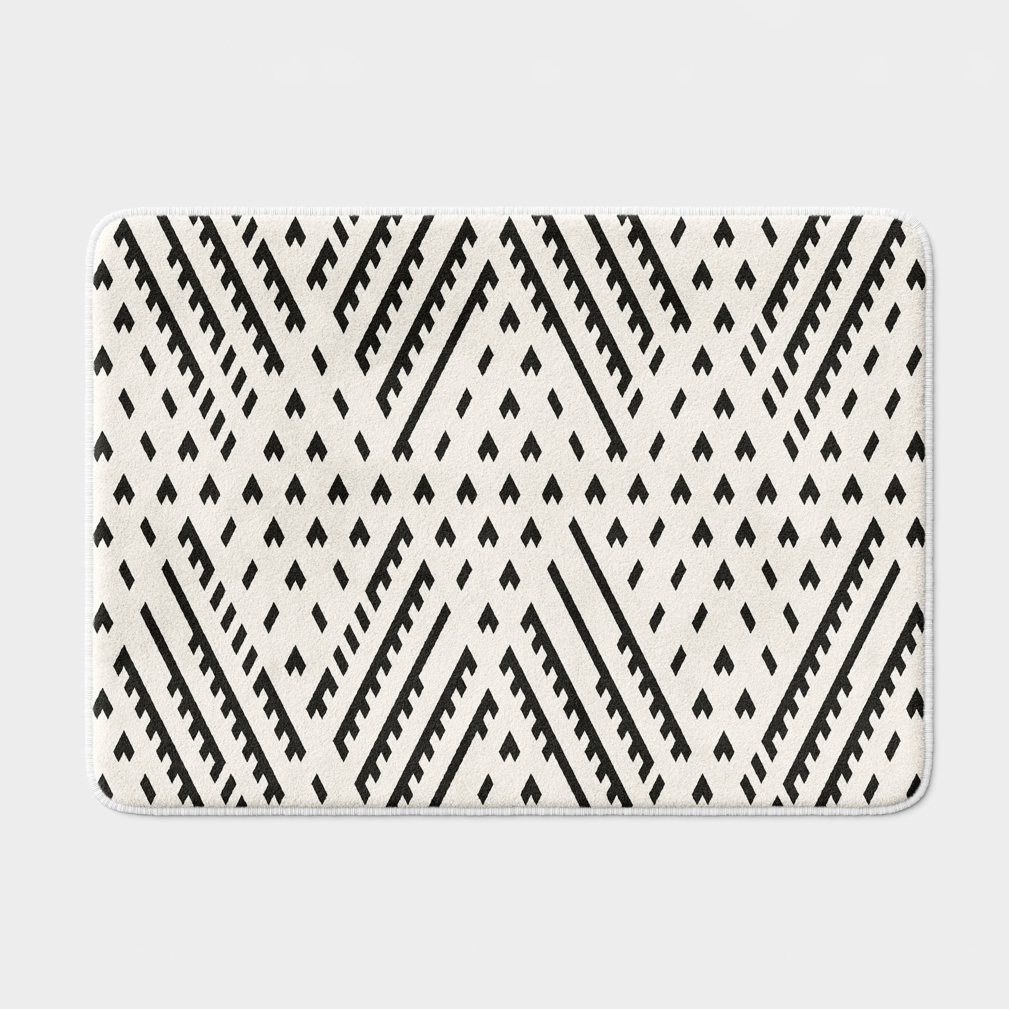 African Black Off-White Ethnic Mudcloth Farmhouse Bath Mat IMAMU