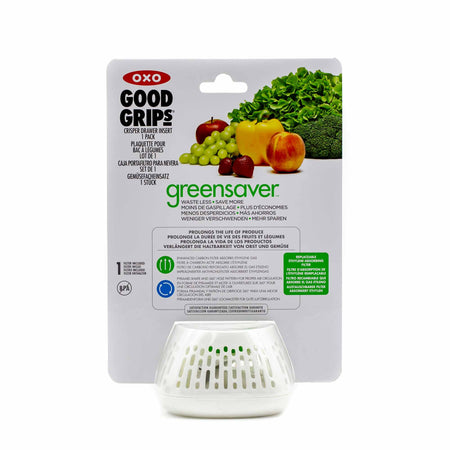 GreenSaver Produce Keeper (5.0 Qt) & OXO GreenSaver Carbon Filter Refills -  4 Pack Bundle