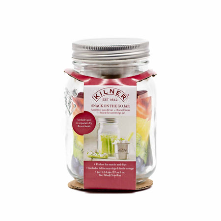 Kilner Snack On The Go Glass Jar Set Stainless Steel Cup Keeps Dry  Ingredients Separate from Wet Foods, 17-Fluid Ounces, 0.5L