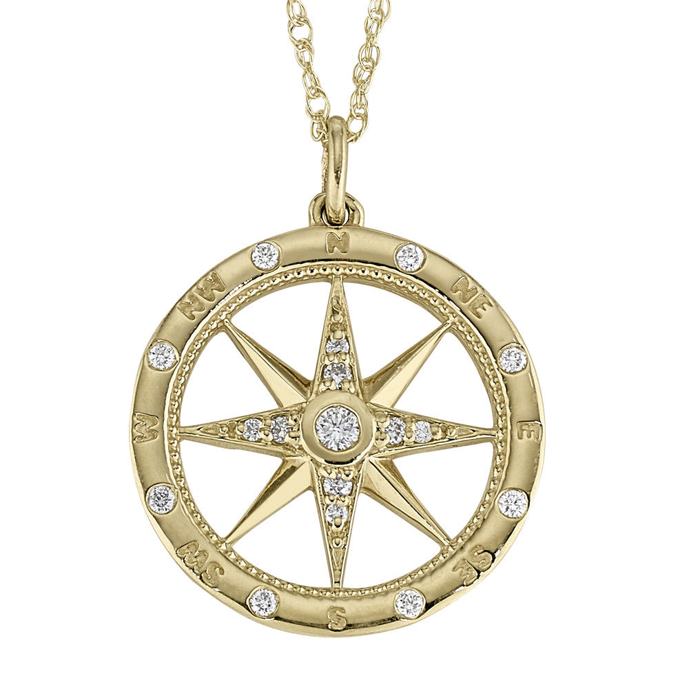 compass diamond pendant