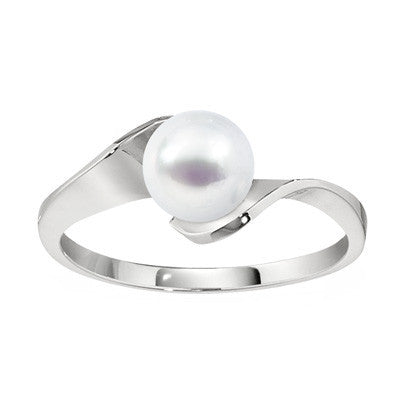 white gold pearl ring, modern pearl ring, contemporary pearl ring, vintage pearl ring