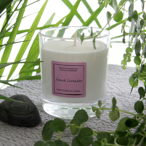 Soy Candles for Home - French Lavender Candle in a Glass Jar by Northumbrian Candleworks