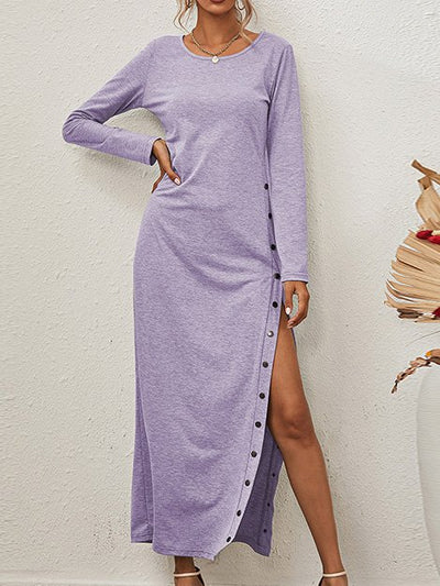 Long Sleeve Shift Casual Solid Dresses