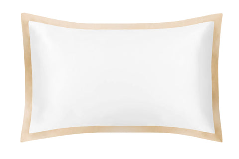 Oxford White Pillowcase with Champagne Border by Mayfairsilk in 25 momme