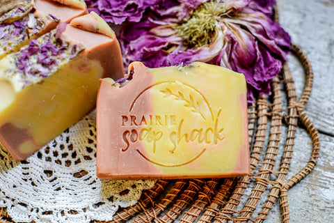 peony topped soap, natural soap 