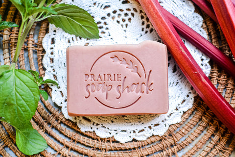 soap made with rhubarb juice