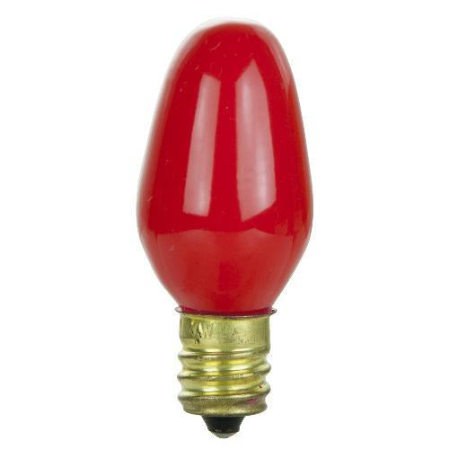 4Pk - SUNLITE 7w 120v C7 Red Candelabra Base Bulb