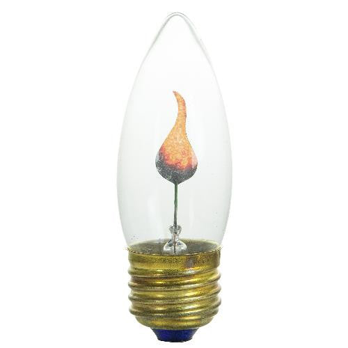 SUNLITE 3w 120v Medium Base Flicker Flame Torpedo Clear bulbs