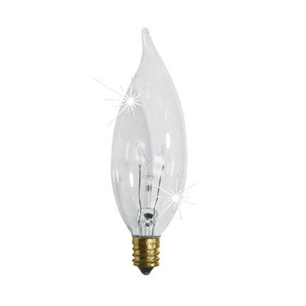 SUNLITE 60w 120v Krypton Candelabra Flame bulbs