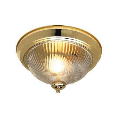 SUNLITE DBS11/CL 60w Polished Brass dome fixture w/ Ribbed Clear glass