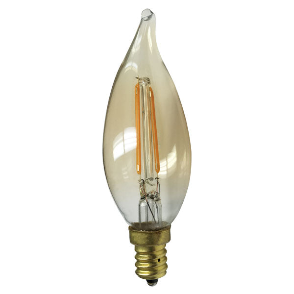 Ushio Antique Filament LED 2W 120V 2200K CA10 Candle Warm White Light Bulb