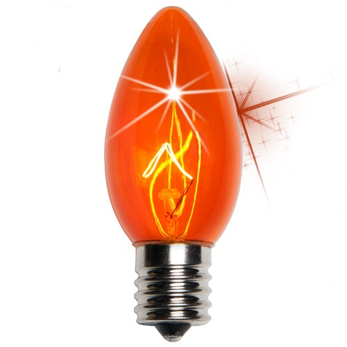 25 Bulbs - C9 Twinkle Triple Dipped Transparent Amber, 7 Watt lamp