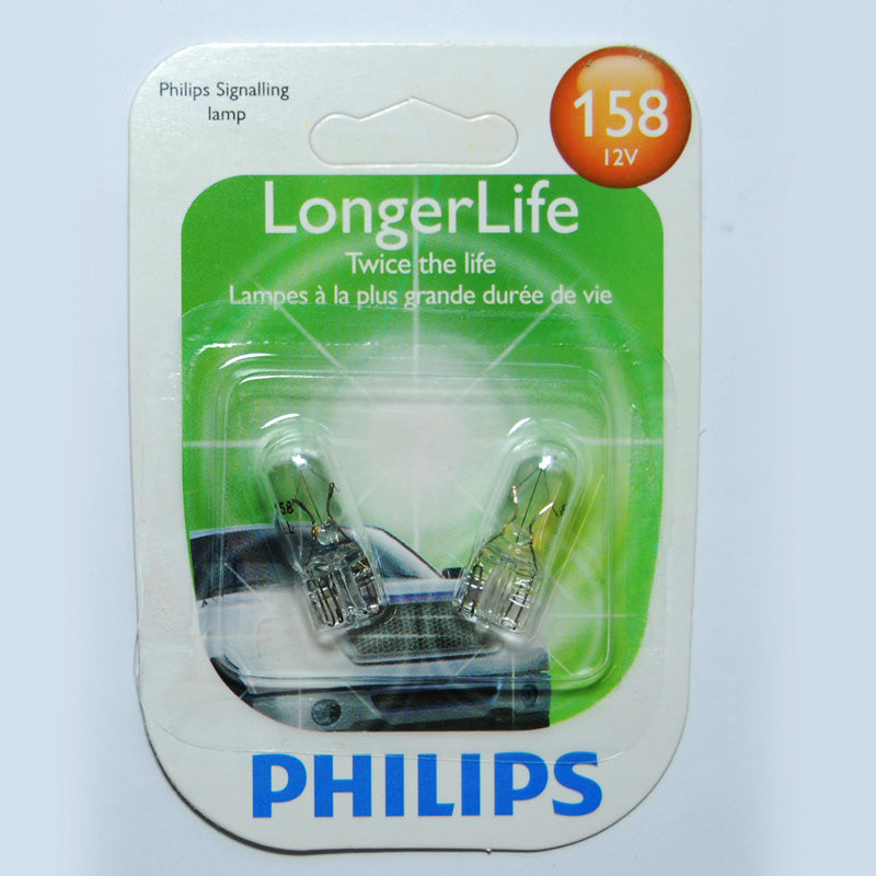 2 pack - Philips 158 5w 12v Long Life Automotive Light Bulb