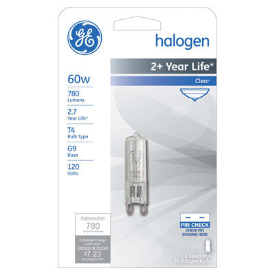 GE 60w 120v T4 G9 2800k Single Ended Halogen Light Bulb