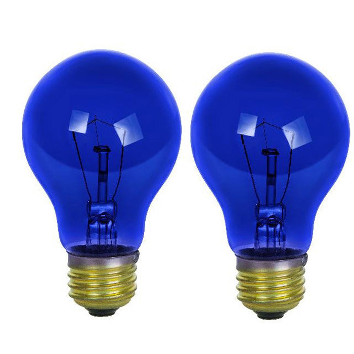 2Pk - SUNLITE 25w A19 120v Transparent Blue Medium Base Bulb