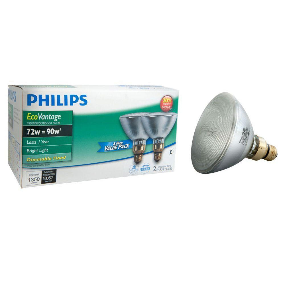 2Pk - Philips 72w PAR38 Flood FL25 Halogen Bulb - 90w Replacement