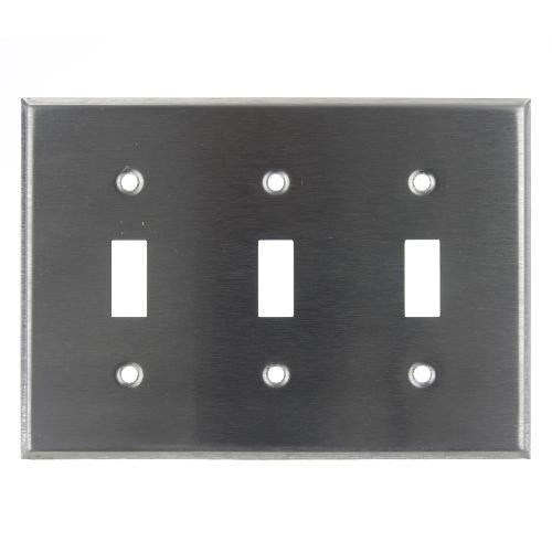 12Pk - SUNLITE 3 Gang Toggle Plate Steel E103S