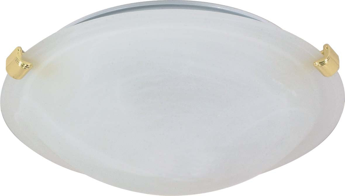 Nuvo 2-Light 16" Tri-Clip Flush Mount w/ Alabaster Glass in Polished Brass
