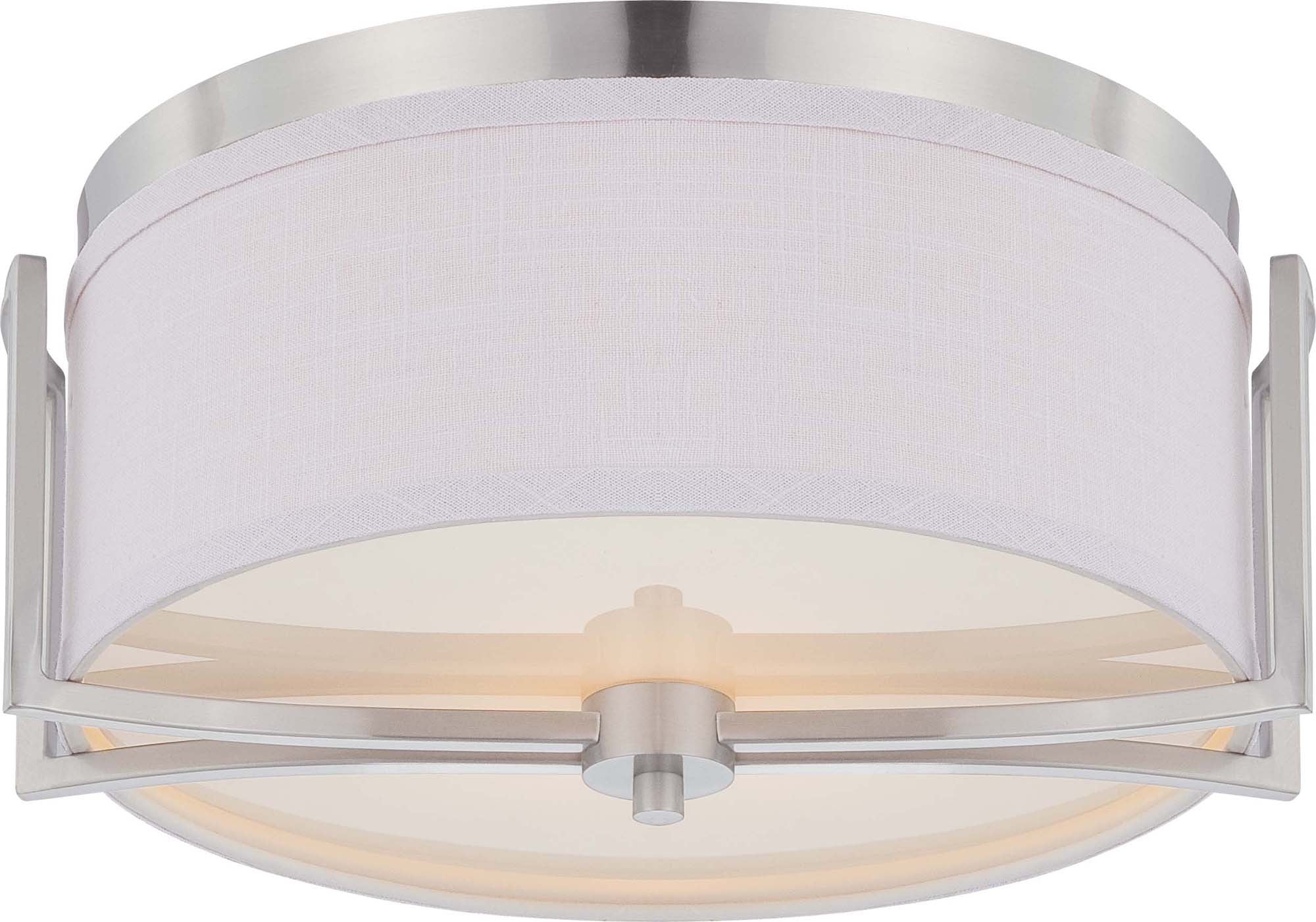 Nuvo Gemini - 2 Light Flush Dome Fixture w/ Slate Gray Fabric Shade