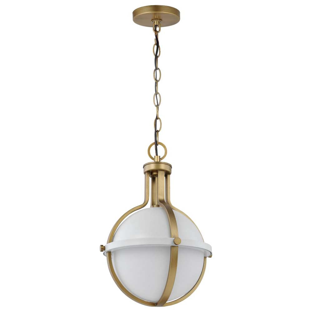 Lincoln Medium Pendant E26 Base 60w Matte White Finish White Opal Glass