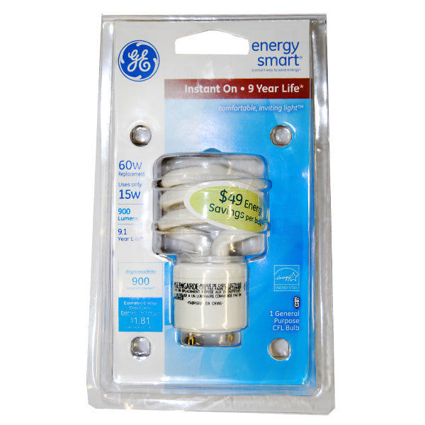 GE 15w GU24 base Compact Fluorescent Bulb