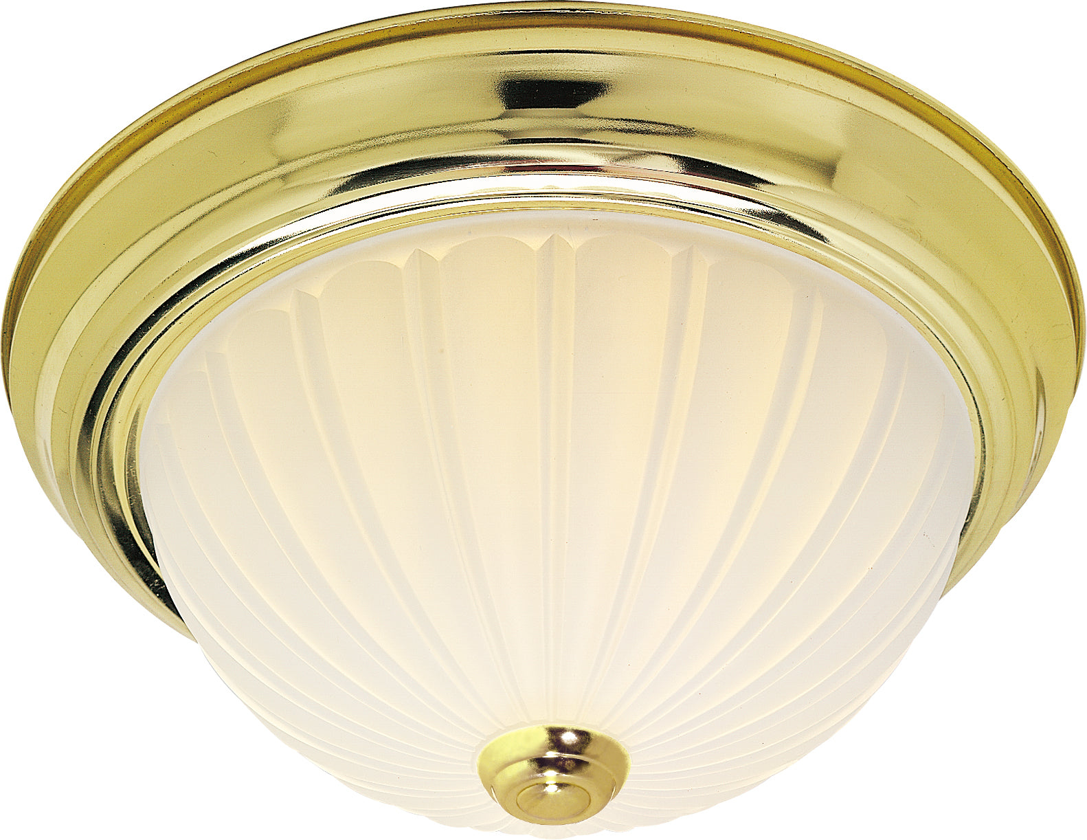 Nuvo 2-Light 11" Flush Mount w/ Frosted Melon Glass in Polished Brass Finish