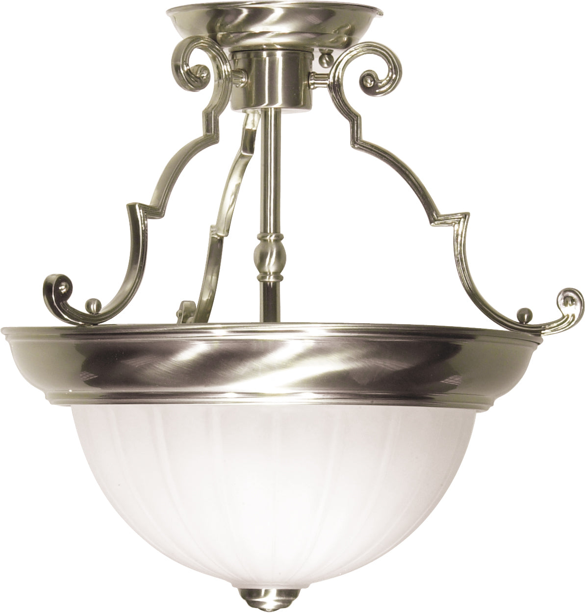 2-Light 13" Flush Mounted Light Fixture in Brushed Nickel Finish