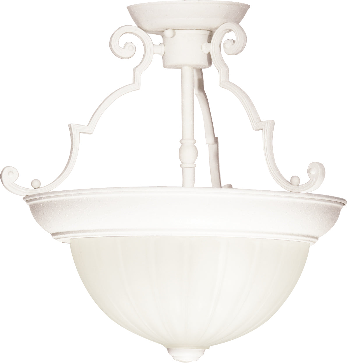 2-Light 13" Flush Mounted Light Fixture in Textured White Finish