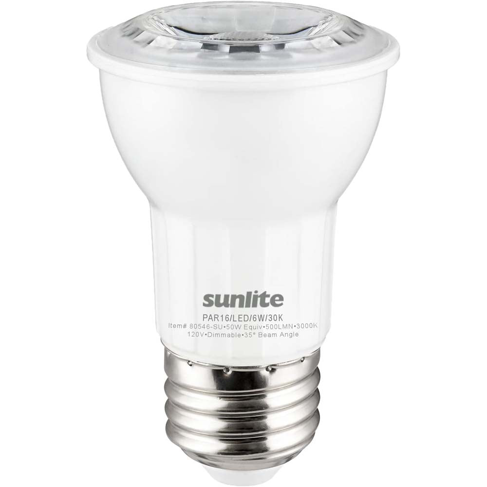 Sunlite 6w LED PAR16 Reflector E26 Base 3000K Floodlight Bulb - 50W Equiv