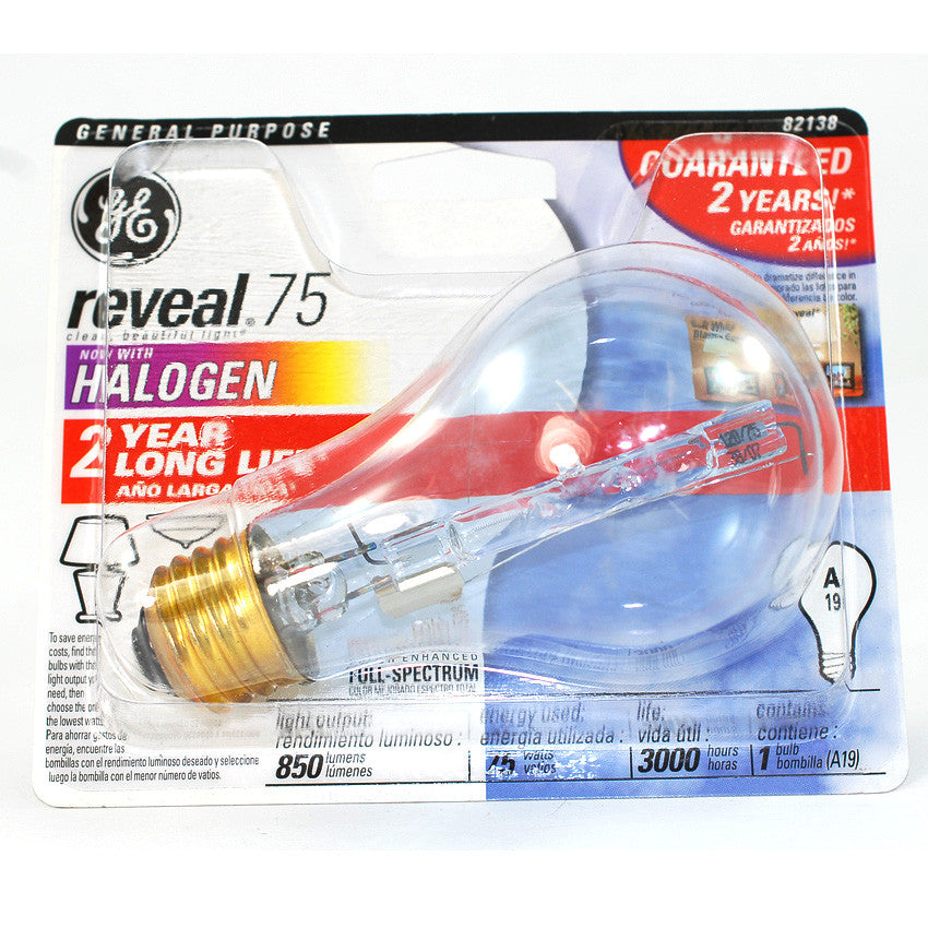 GE 60w 120v A19 Reveal Halogen Light bulb
