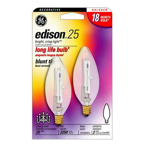 GE 2 Pack 40w 120v Edison B10 Halogen