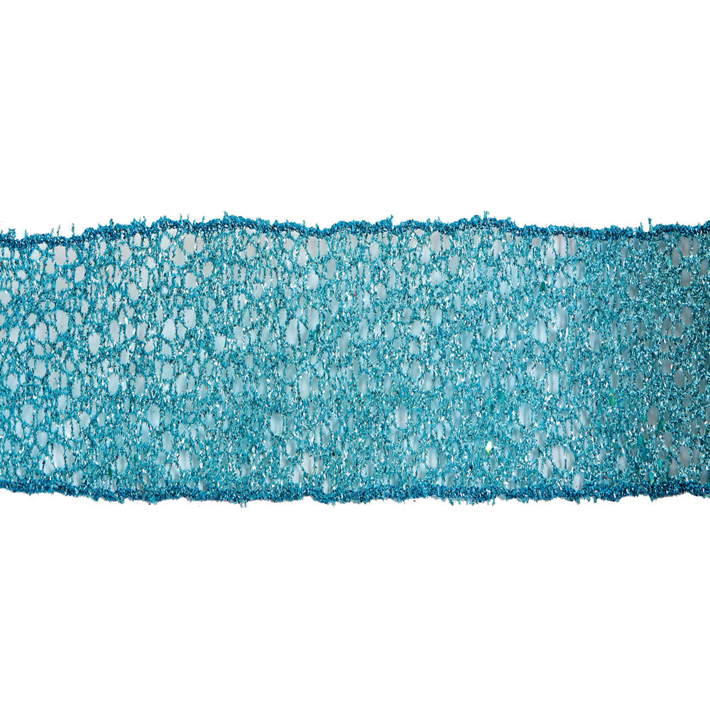 2.5" x 10yd Sky Blue Glitter Mesh Ribbon