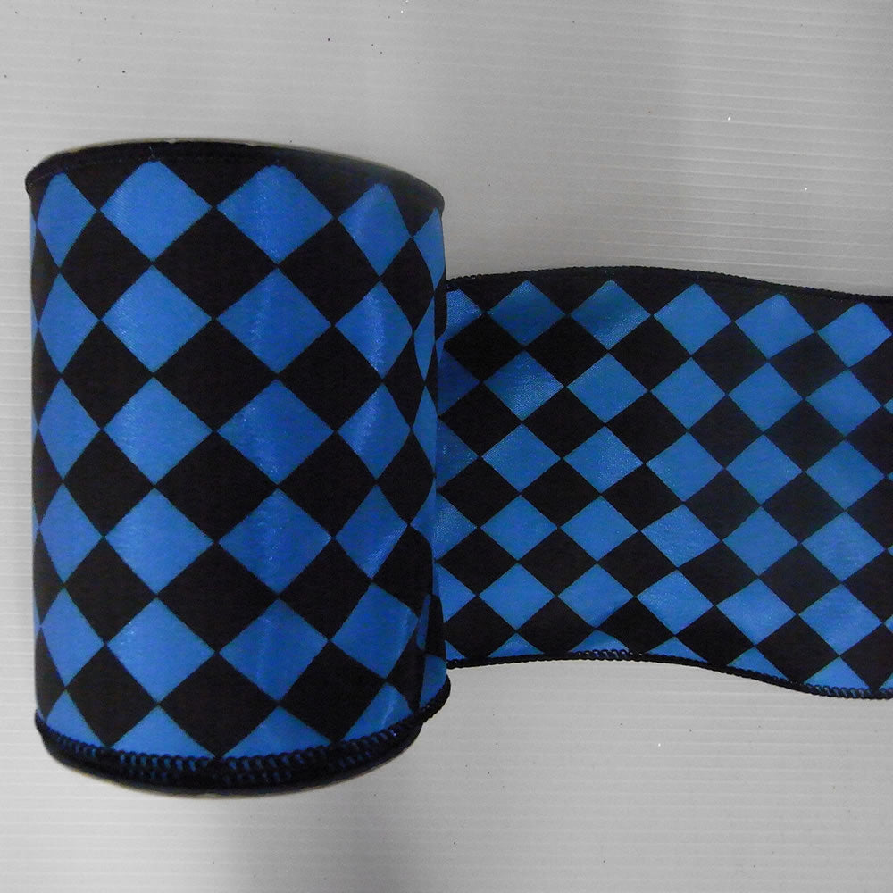 4" x 10yd Black-Sky Blue Diamond