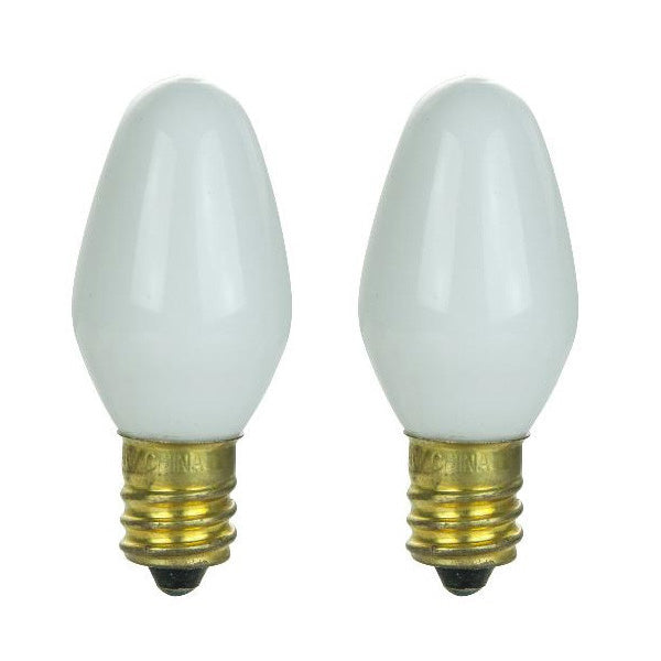 2Pk - SUNLITE 7w C7 CD2 120v Candelabra Base White Bulb