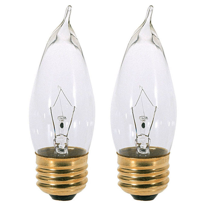 Satco S3765 40W 120V CA10 Clear E26 Base Incandescent light bulb x 2 Pack