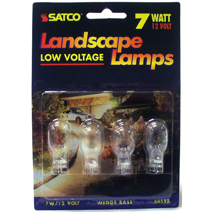 4 Pk - Satco S4552 7W 12V T6 W2.1x9.5d Mini Wedge Landscape Lamp