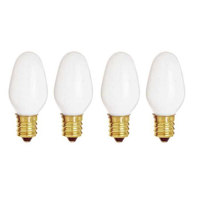 Satco S4726 7W 120V C7 White E12 Candelabra Base Incandescent - 4 bulbs