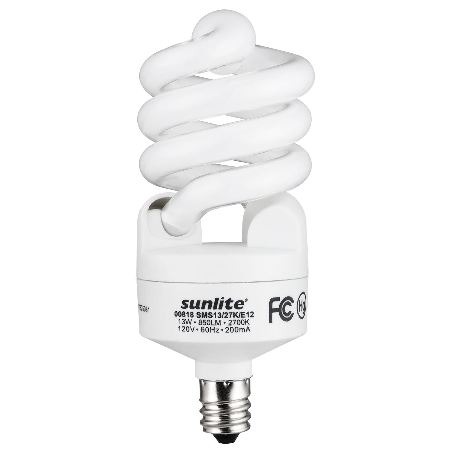 SUNLITE 13w T2 E12 Candelabra Bse 2700K Warm White Super Mini Spiral Lamp