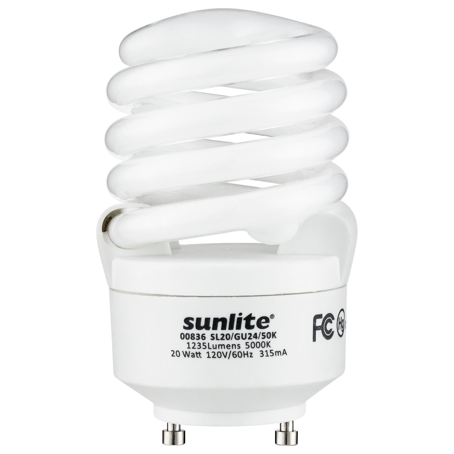 SUNLITE 20w T3 GU24 Spiral 5000K Super White Lamp