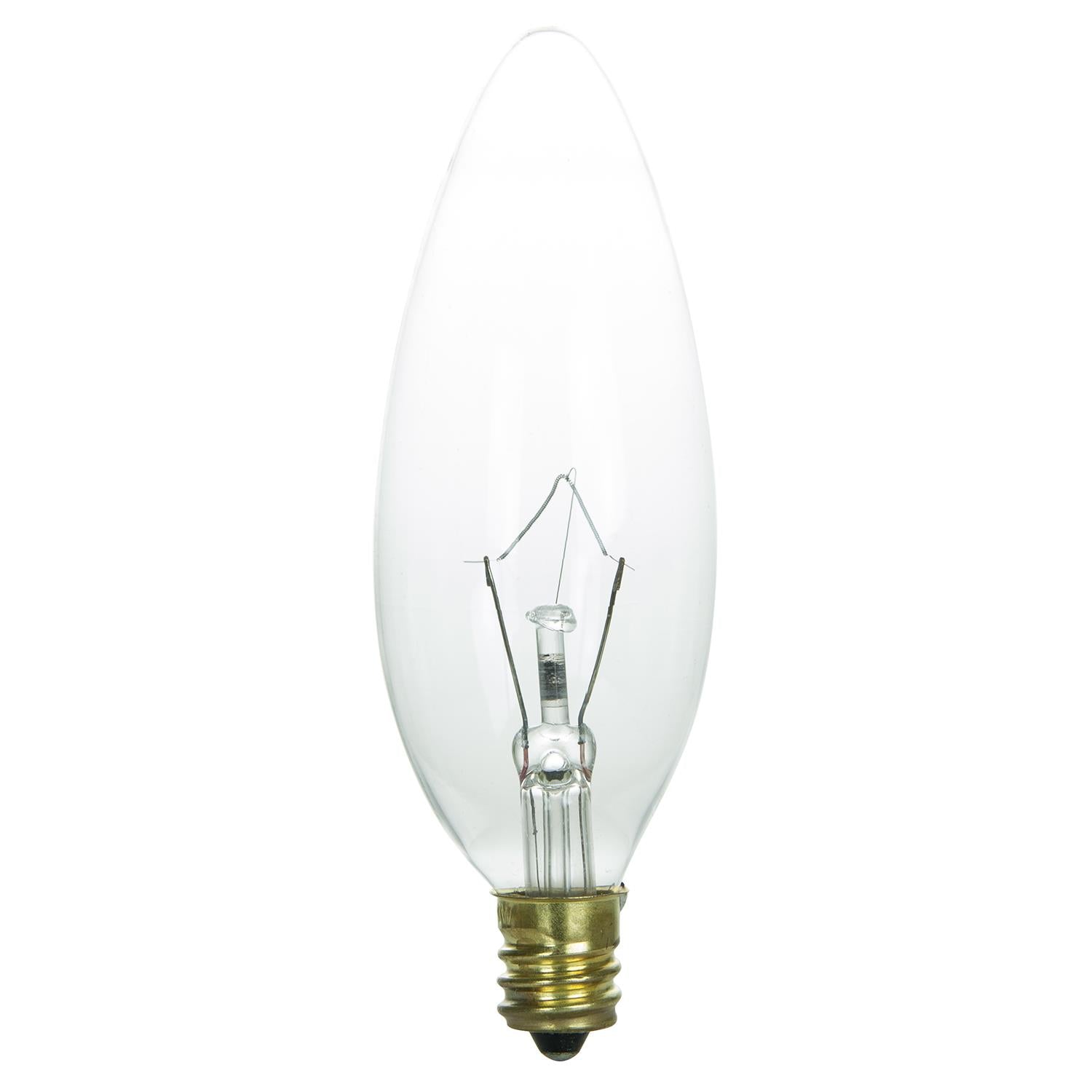 SUNLITE 40w 220v Candelabra High Volt Torpedo Clear Light bulbs