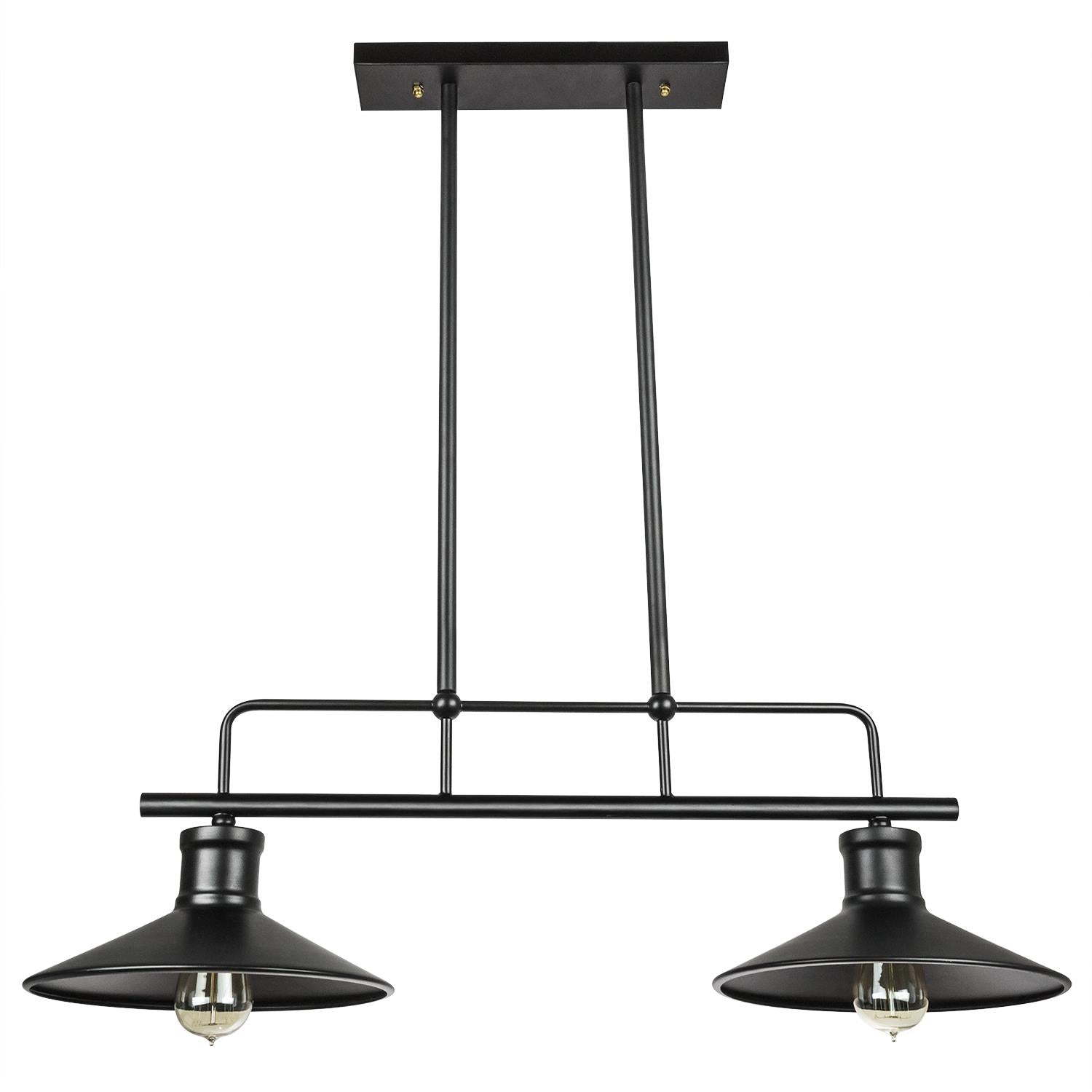 SUNLITE 07068-SU E26 Double Shade Matte Black Pendant Light Fixture