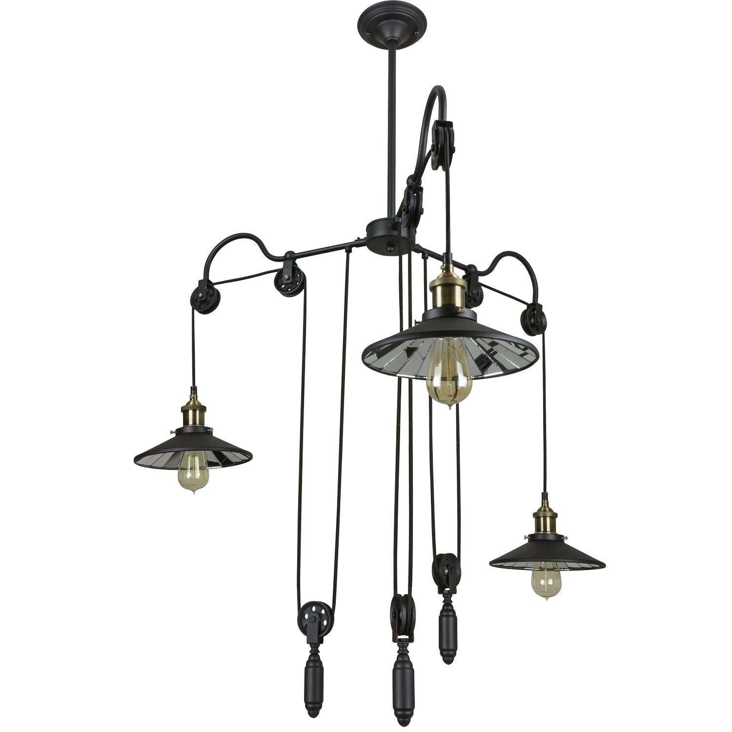 SUNLITE E26 Round Shade with weight Matte Black Pendant Light Fixture