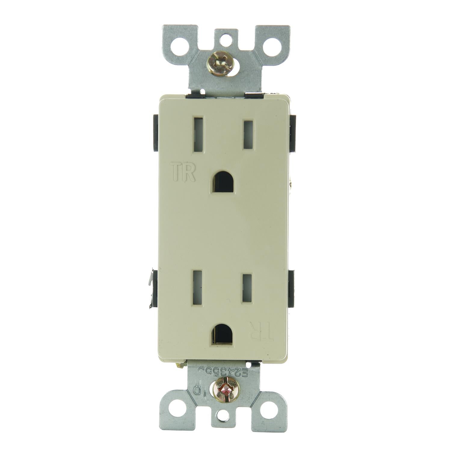 12Pk - SUNLITE 15A Tamper Resistant Decorative Receptacle Ivory